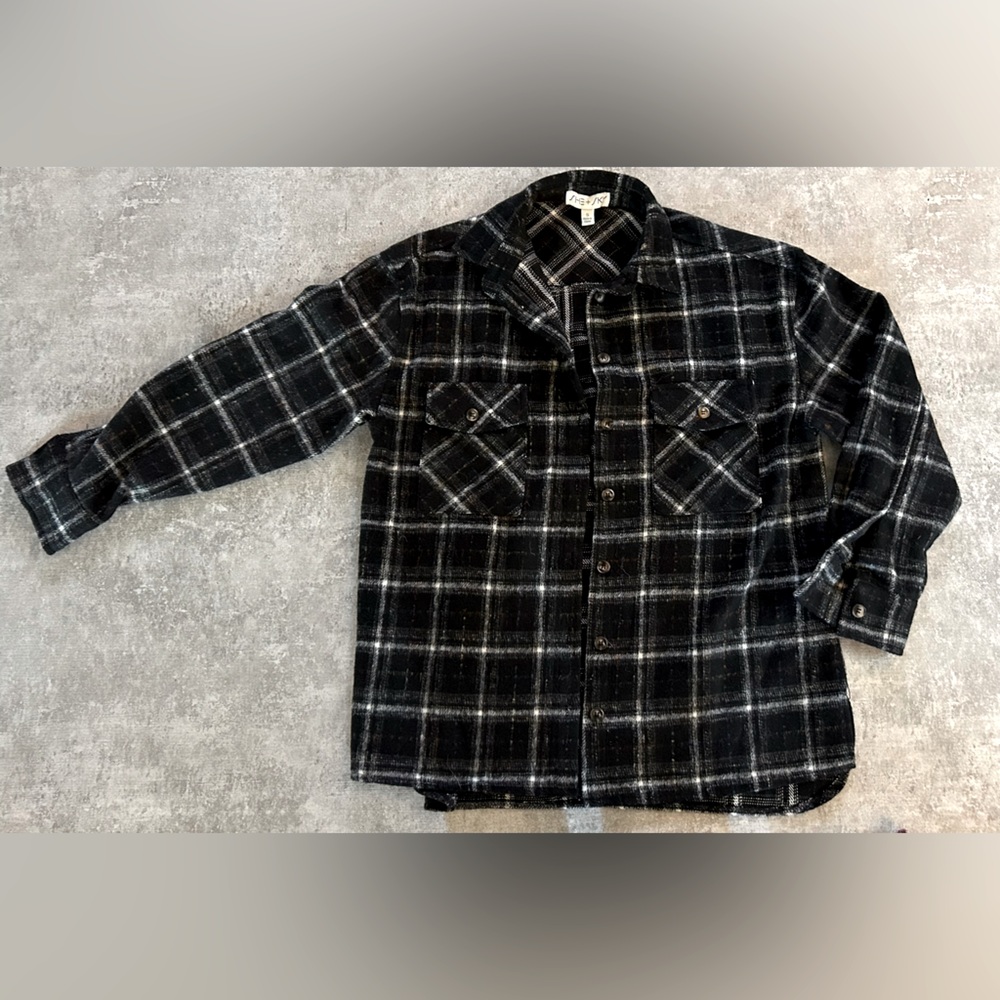 Black, Multicolor Plaid Shacket, Botique, Size Small